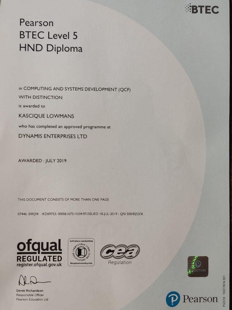 Level 5 HND Diploma in Computing and Systems Development (QCF) - Certificate